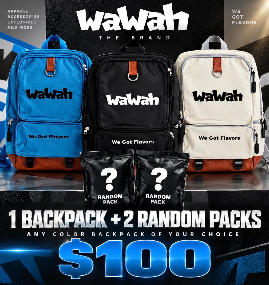 Wawah The Brand — Backpack + 2 Random Packs