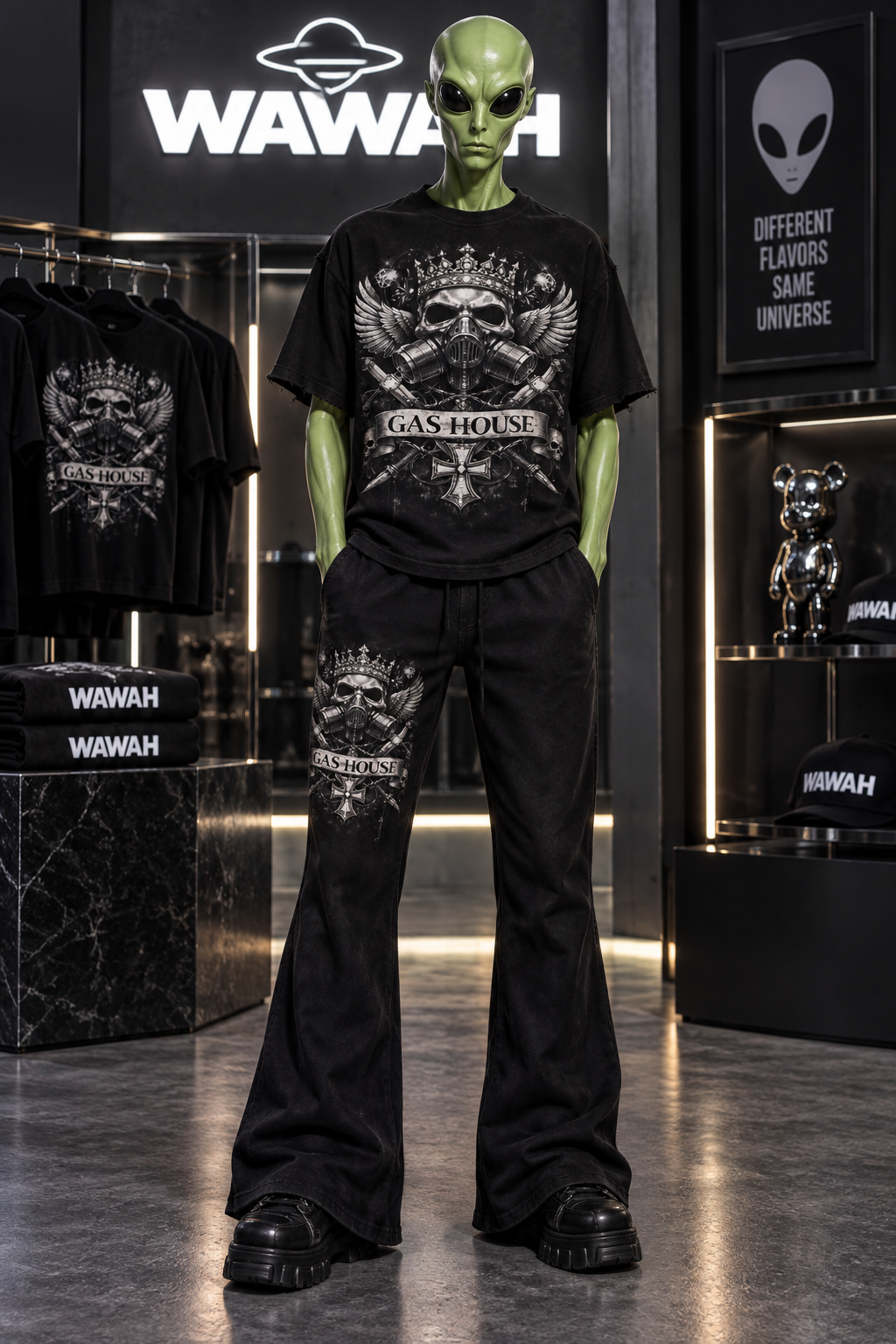 Gas House Crowned Gas Mask Tee & Pants Set